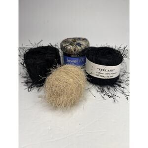 Lot of 4 New Skein Eyelash Fun Novelty Yarn Metallic Craft Crochet Knit Gift DIY